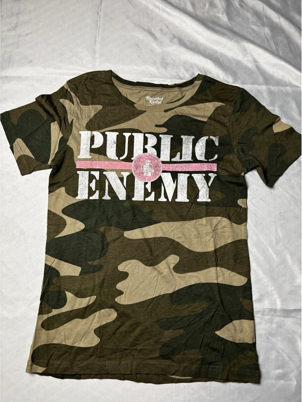 Recycled Karma Public Enemy Camo Graphic Band T-Shirt XS